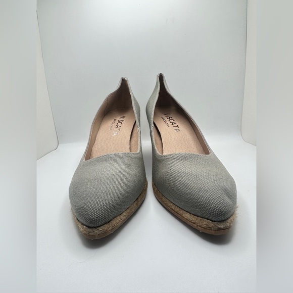 NWT Viscata Roses Canvas Espadrille Wedge Pumps in Ash Gray Sz EURO 42/ US 11 - Picture 7 of 9